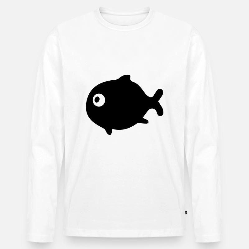 Fisch - Männer Premium Bio Langarmshirt - Weiß