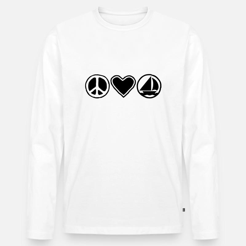 Peace, Love & Sailing - Männer Premium Bio Langarmshirt - Weiß