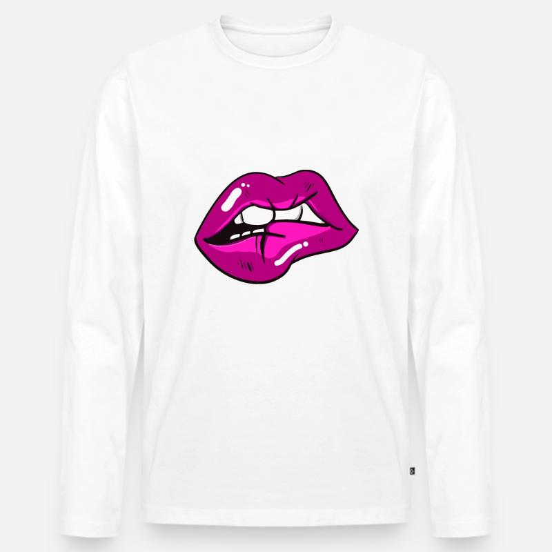 Lippe - Männer Premium Bio Langarmshirt - Weiß