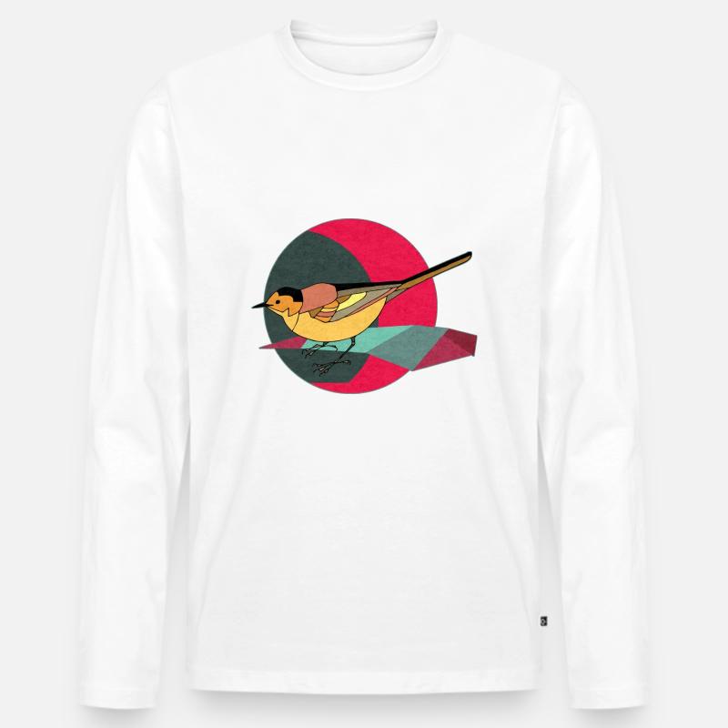 Bunter Vogel - Männer Premium Bio Langarmshirt - Weiß