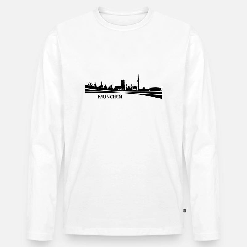 Skyline - München - Männer Premium Bio Langarmshirt - Weiß
