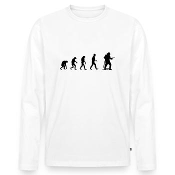 Feuerwehrmann Evolution Freiwillige Feuerwehr - Männer Premium Bio Langarmshirt - Weiß - Vorne - Nico (187cm)