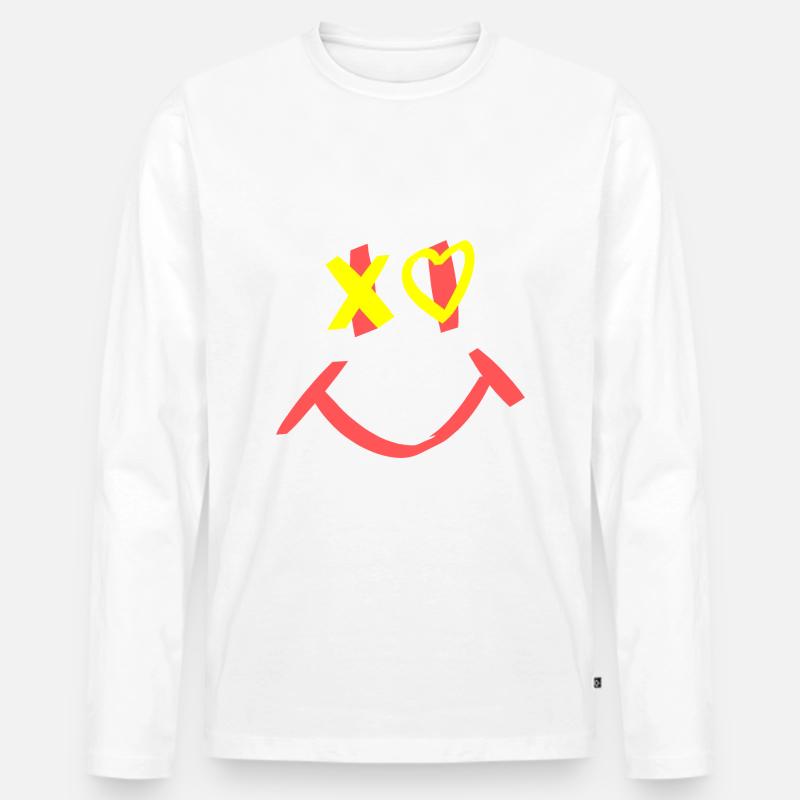 smile - Männer Premium Bio Langarmshirt - Weiß