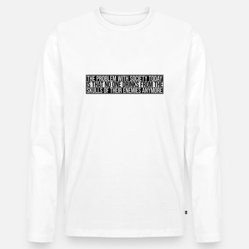 drinks from enemies skulls - Männer Premium Bio Langarmshirt - Weiß