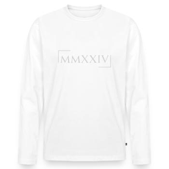 MMXXIV roman numbers, 2024 - Men's Premium Organic Long Sleeve Shirt - white - Front - Nico (187cm)