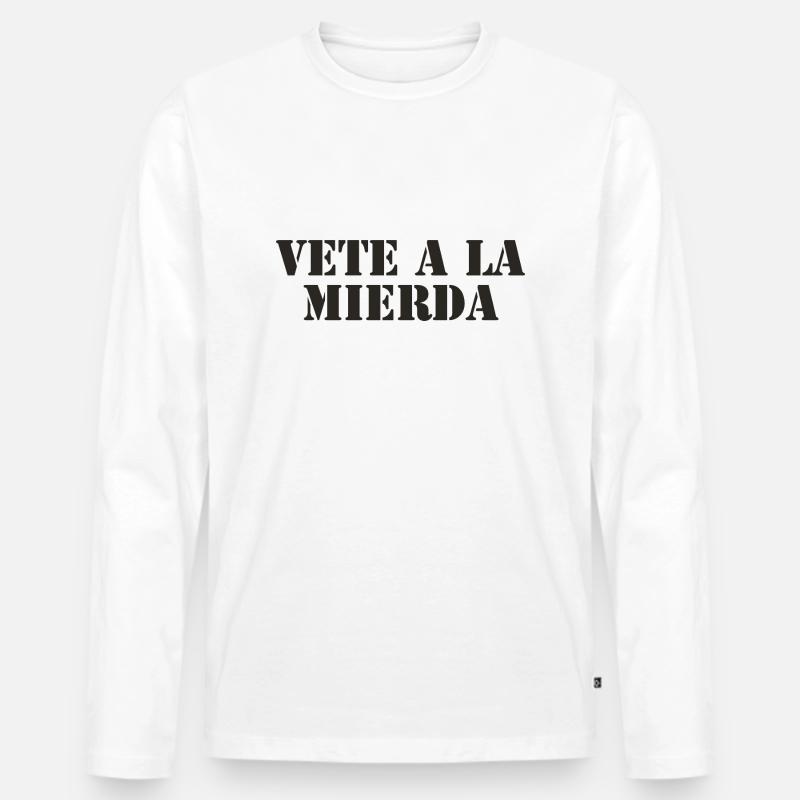 spanisch - Männer Premium Bio Langarmshirt - Weiß