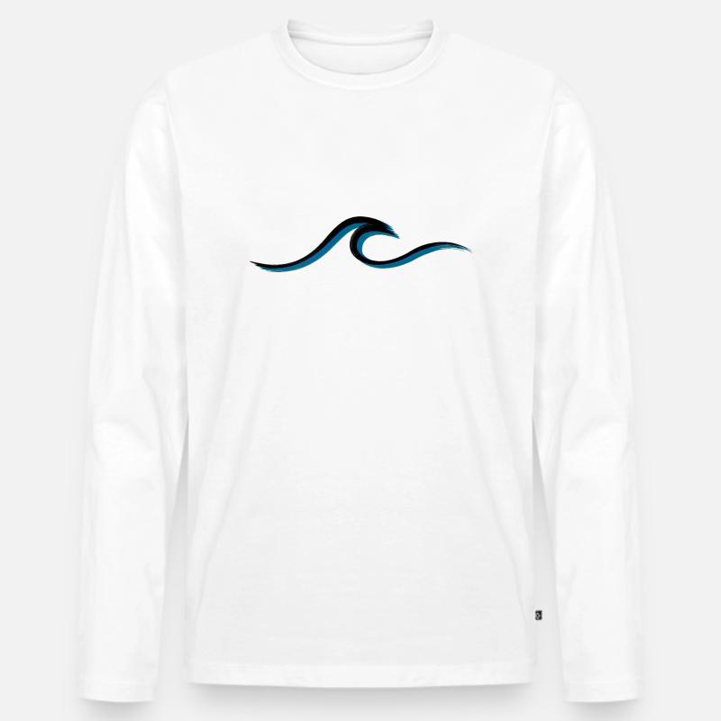 Welle wave Surfen Wasserratte Surfer - Männer Premium Bio Langarmshirt - Weiß