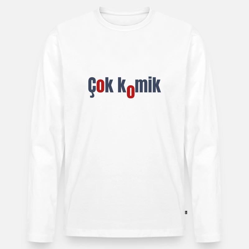 cok komik grey red - Männer Premium Bio Langarmshirt - Weiß