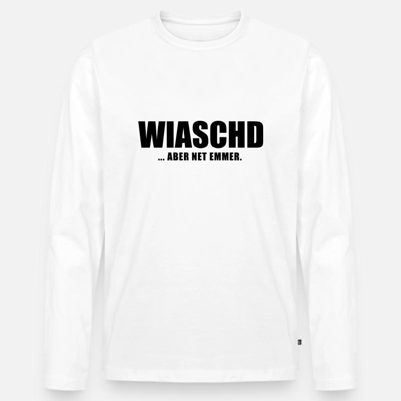 Wiaschd - Männer Premium Bio Langarmshirt - Weiß