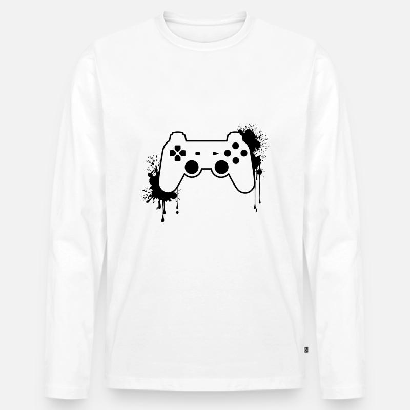 CONTROLLER in schwarz - Männer Premium Bio Langarmshirt - Weiß