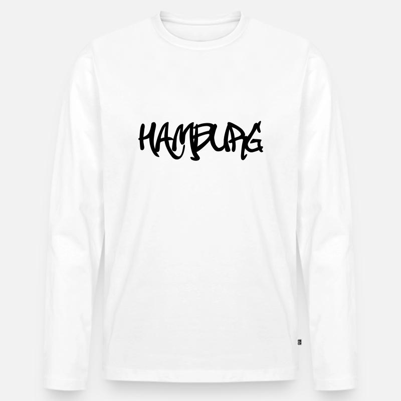 Hamburg Graffiti - Männer Premium Bio Langarmshirt - Weiß