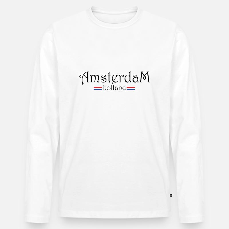 Amsterdam - Männer Premium Bio Langarmshirt - Weiß