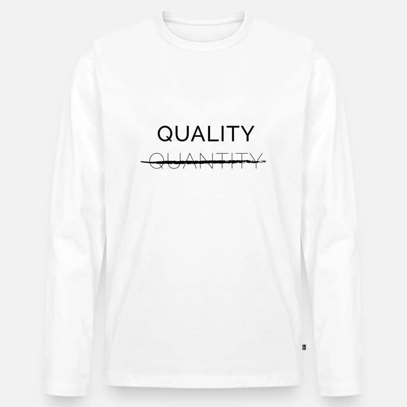 Quality over Quantity - Männer Premium Bio Langarmshirt - Weiß