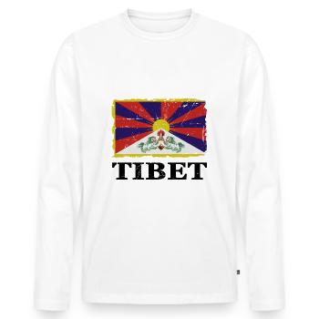 Flag of Tibet - Tibet Flag - Shabby look - Men's Premium Organic Long Sleeve Shirt - white - Front - Nico (187cm)