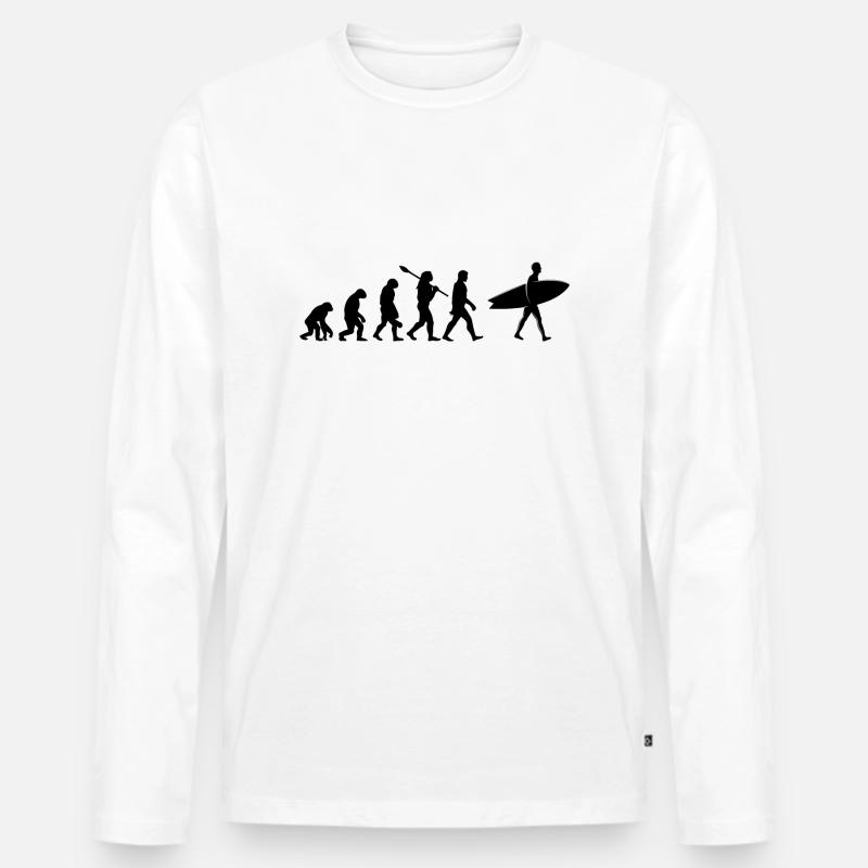Surfen Evolution - Männer Premium Bio Langarmshirt - Weiß