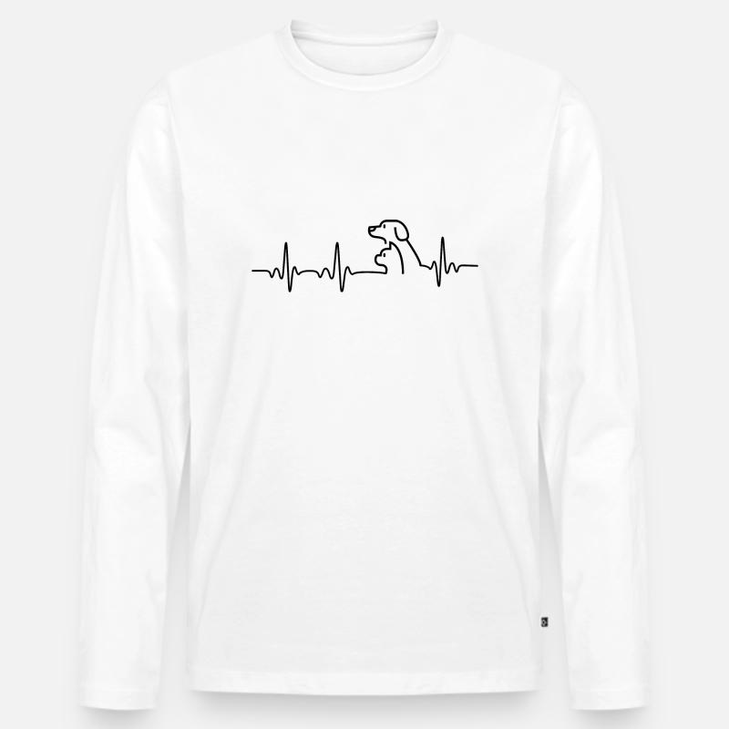 Herzfrequenz Katze und Hund - Männer Premium Bio Langarmshirt - Weiß