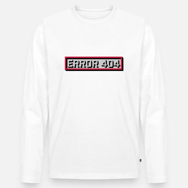 Error 404 Meldung Computer - Männer Premium Bio Langarmshirt - Weiß
