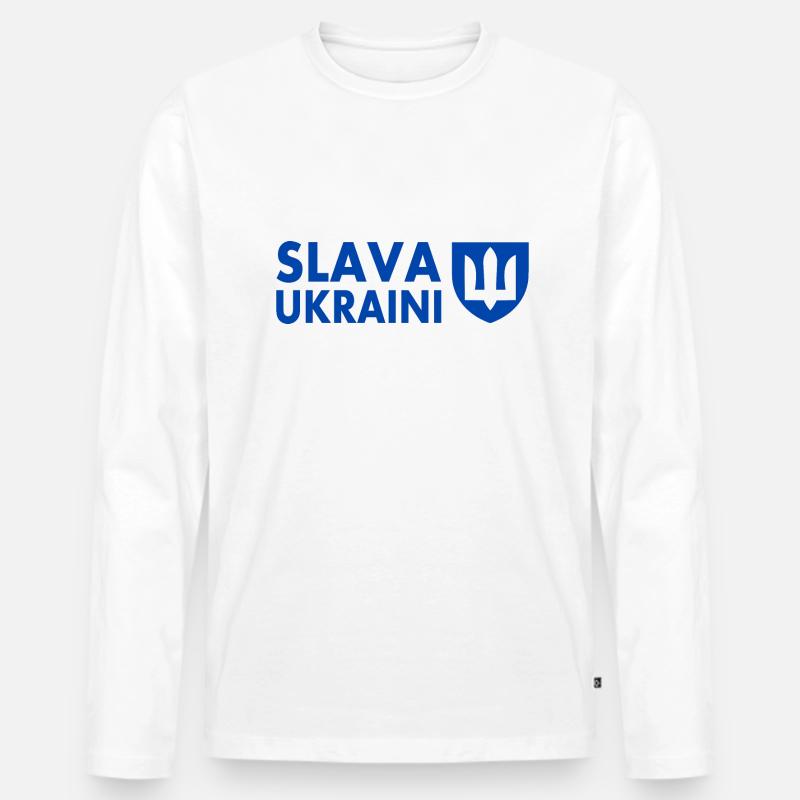 Slava ukraini - Männer Premium Bio Langarmshirt - Weiß
