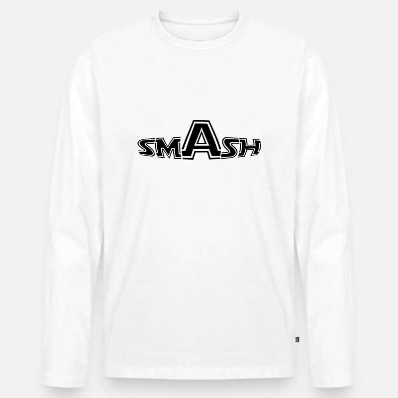 Black - SMASH IT - Männer Premium Bio Langarmshirt - Weiß