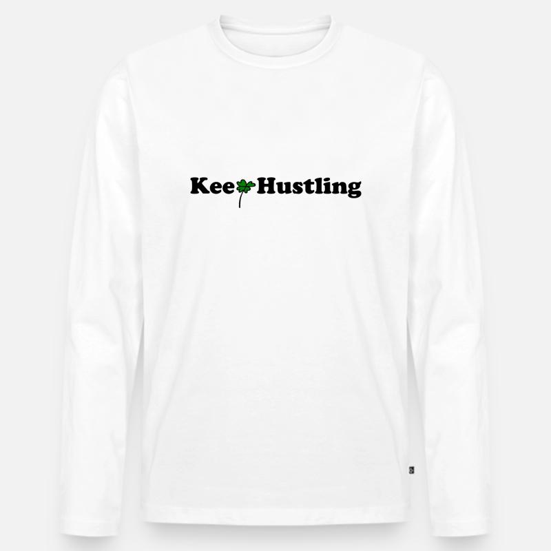 Keep Hustling - Männer Premium Bio Langarmshirt - Weiß