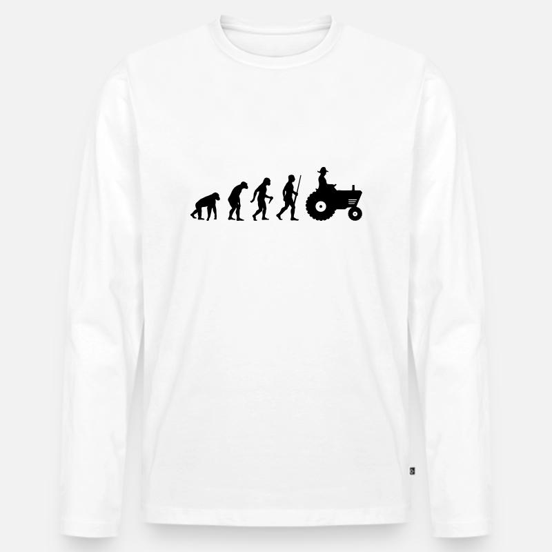 Farmer Evolution - Männer Premium Bio Langarmshirt - Weiß