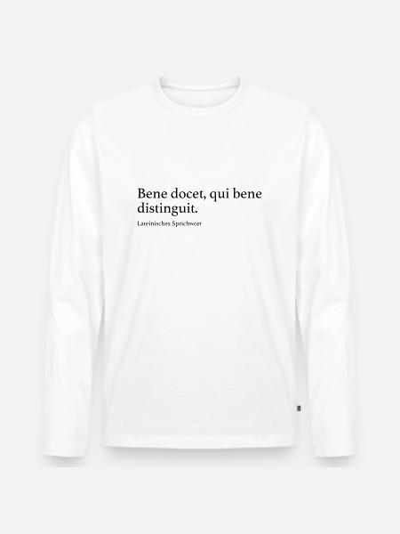Bene docet, qui bene distinguit. - Männer Premium Bio Langarmshirt - Weiß