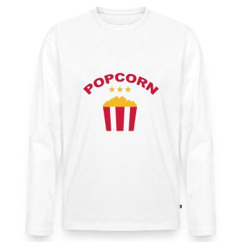 Popcorn Inscription Étoiles Films Soirée Cinéma Soirée - T-shirt manches longues Premium bio Homme - blanc - Devant - Nico (187cm)