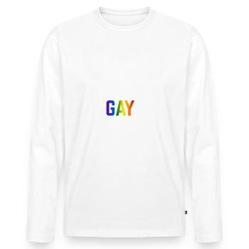 Engayged Gay Engagement Gift - Men's Premium Organic Long Sleeve Shirt - white - Front - Nico (187cm)
