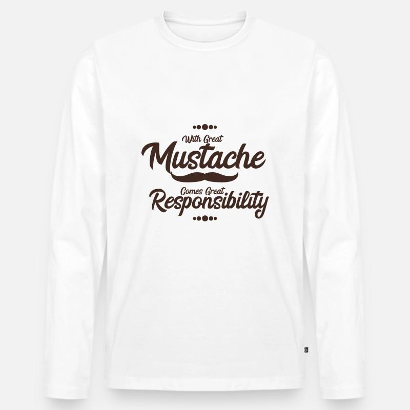 Mustache - Schnurrbart Bart - Männer Premium Bio Langarmshirt - Weiß