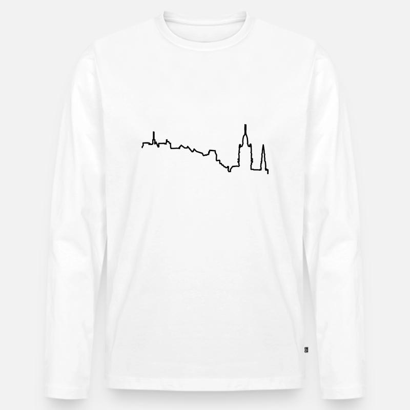 Edinburgh Skyline - Männer Premium Bio Langarmshirt - Weiß
