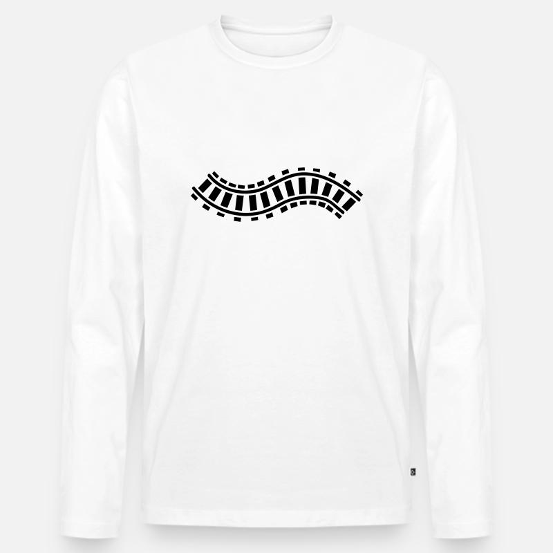 Schiene - Männer Premium Bio Langarmshirt - Weiß