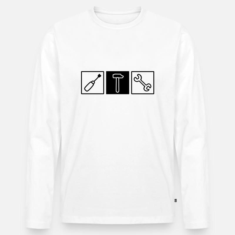 Werkzeug Schrauber - Männer Premium Bio Langarmshirt - Weiß