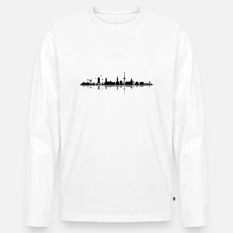 Skyline - Küste Cuxhaven - Männer Premium Bio Langarmshirt - Weiß