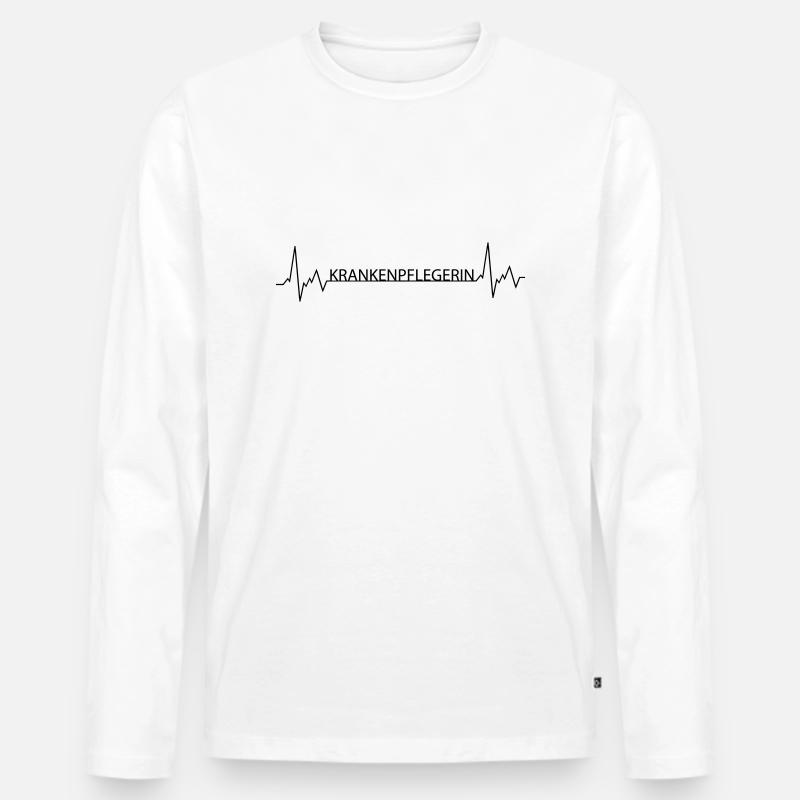 Herzschlag Krankenpflegerin - Männer Premium Bio Langarmshirt - Weiß