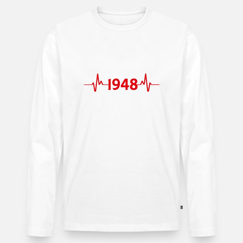 1948 Herzschlag EKG - Männer Premium Bio Langarmshirt - Weiß