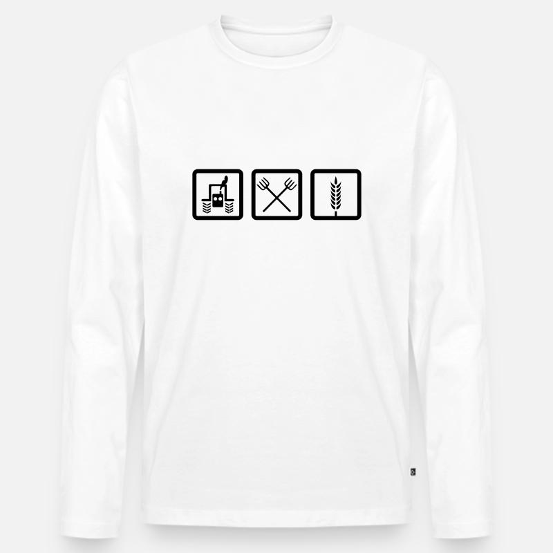 Bauernhof - Männer Premium Bio Langarmshirt - Weiß