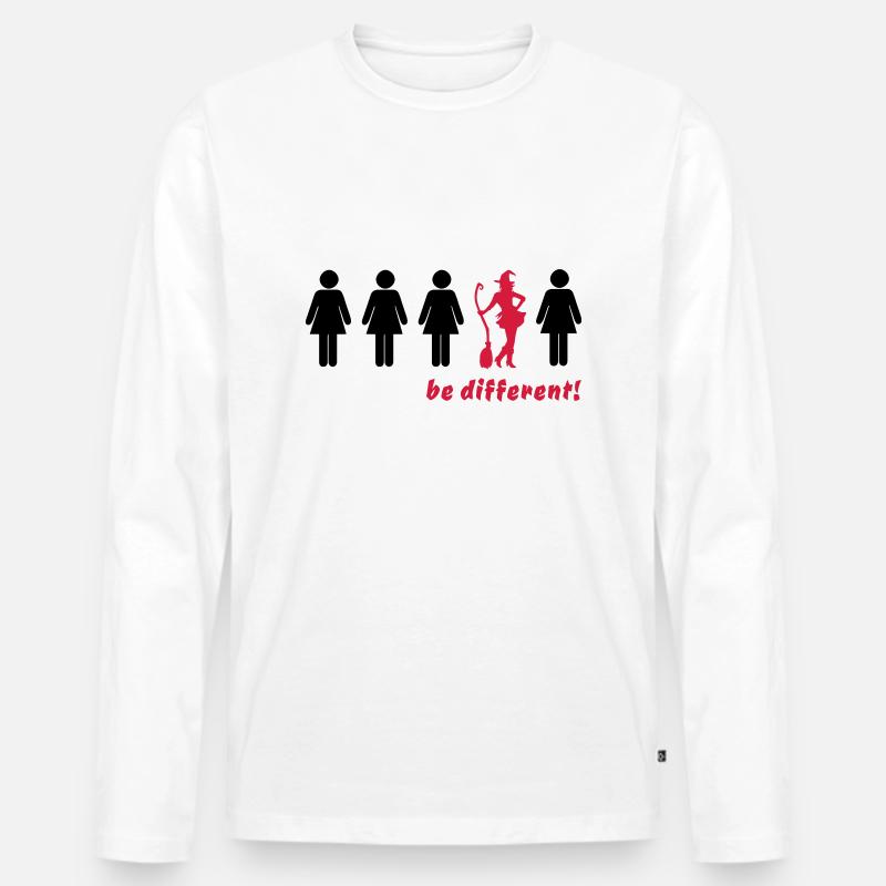 be different! - sei anders (Hexe) - Männer Premium Bio Langarmshirt - Weiß