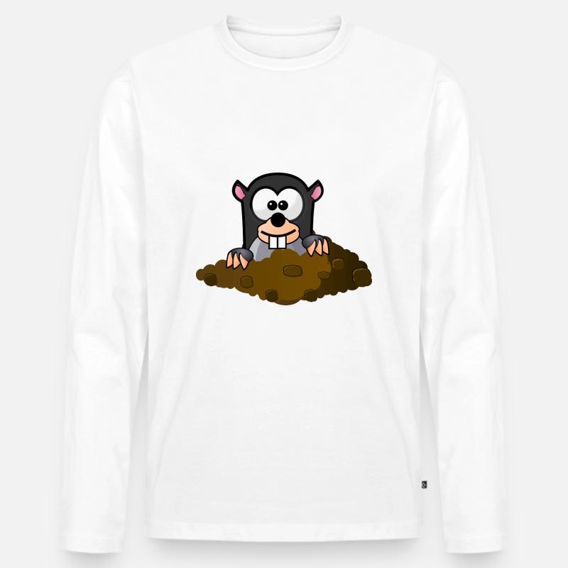 Maulwurf - Männer Premium Bio Langarmshirt - Weiß