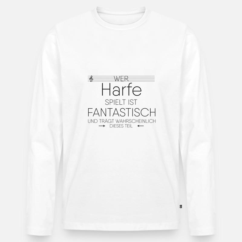 Harfe Instrument Geschenk - Männer Premium Bio Langarmshirt - Weiß