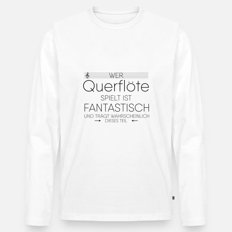 Querflöte Instrument Geschenk - Männer Premium Bio Langarmshirt - Weiß
