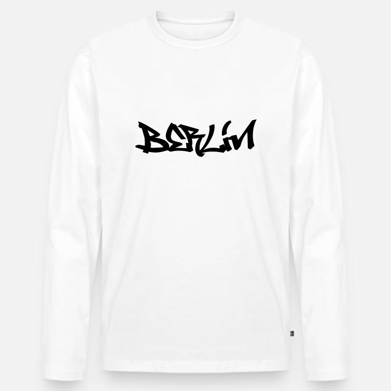 Berlin Graffiti - Männer Premium Bio Langarmshirt - Weiß