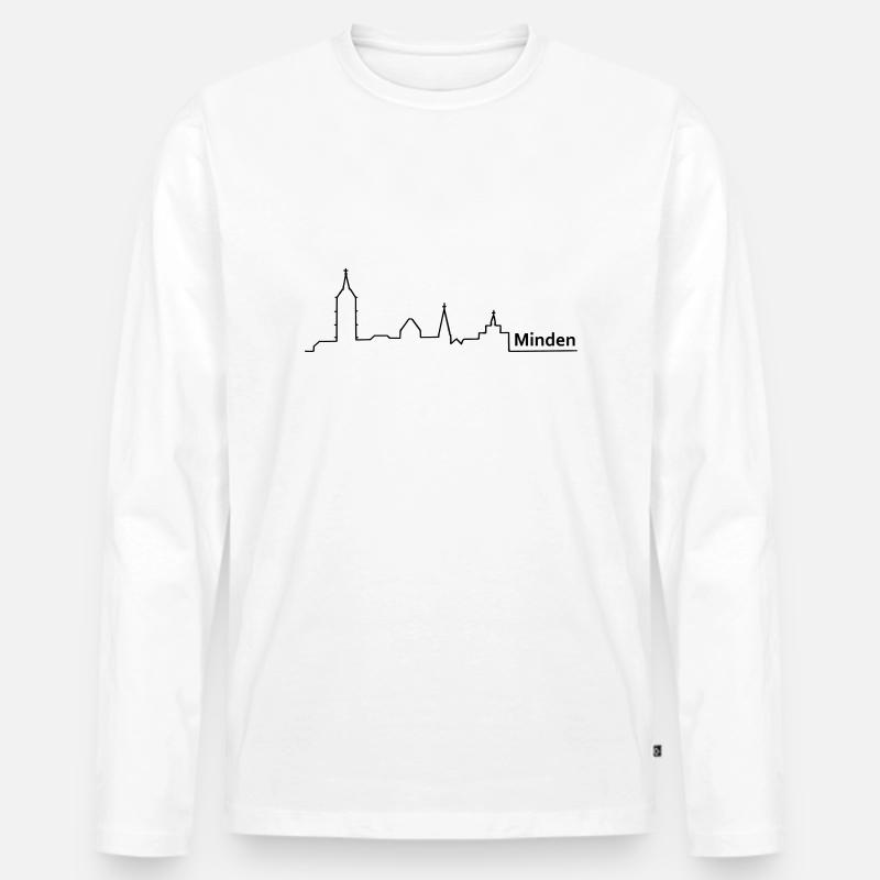 minden skyline - Männer Premium Bio Langarmshirt - Weiß