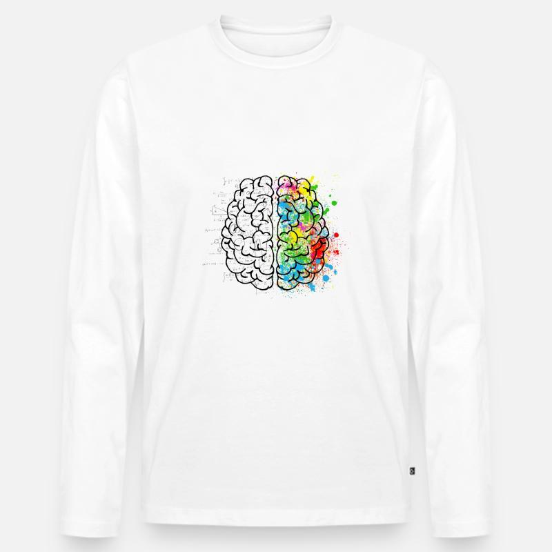 Gehirn Kunst - Männer Premium Bio Langarmshirt - Weiß