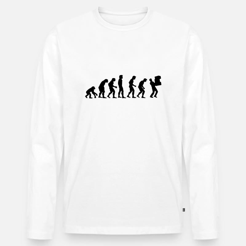 paketzusteller_evolution - Männer Premium Bio Langarmshirt - Weiß