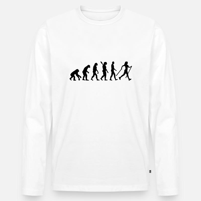 Evolution Nordic Walking - Männer Premium Bio Langarmshirt - Weiß