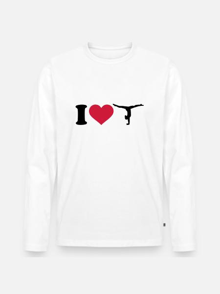 I love Gymnastik Turnen - Männer Premium Bio Langarmshirt - Weiß