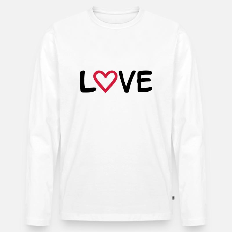 Love - Männer Premium Bio Langarmshirt - Weiß