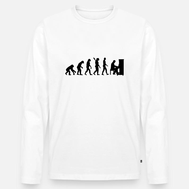 Evolution Piano - T-shirt manches longues Premium bio Homme - blanc