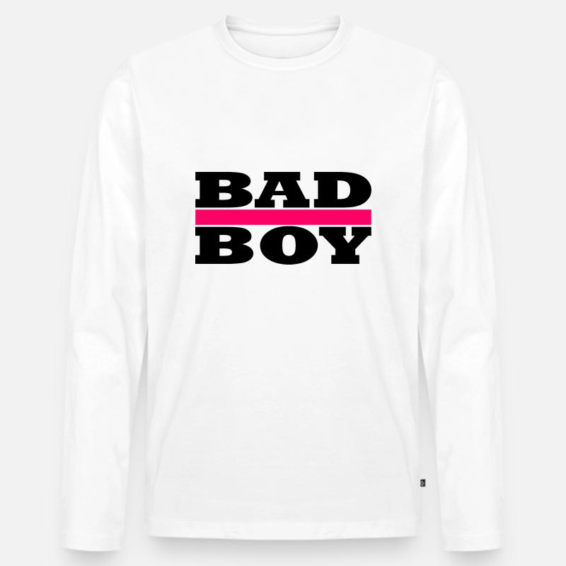 Bad Boy - Cool Boy - Männer Premium Bio Langarmshirt - Weiß