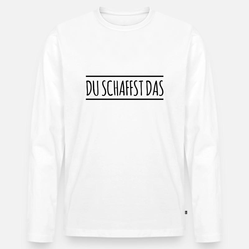 Du schaffst das - Linie - Männer Premium Bio Langarmshirt - Weiß